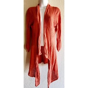 Cato Orange Coral Pointed Front Knit Cardigan Sweater Large Lightweight